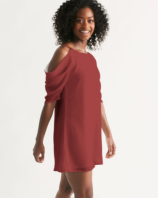 Figaro Samba Red Women's Open Shoulder A-Line Dress